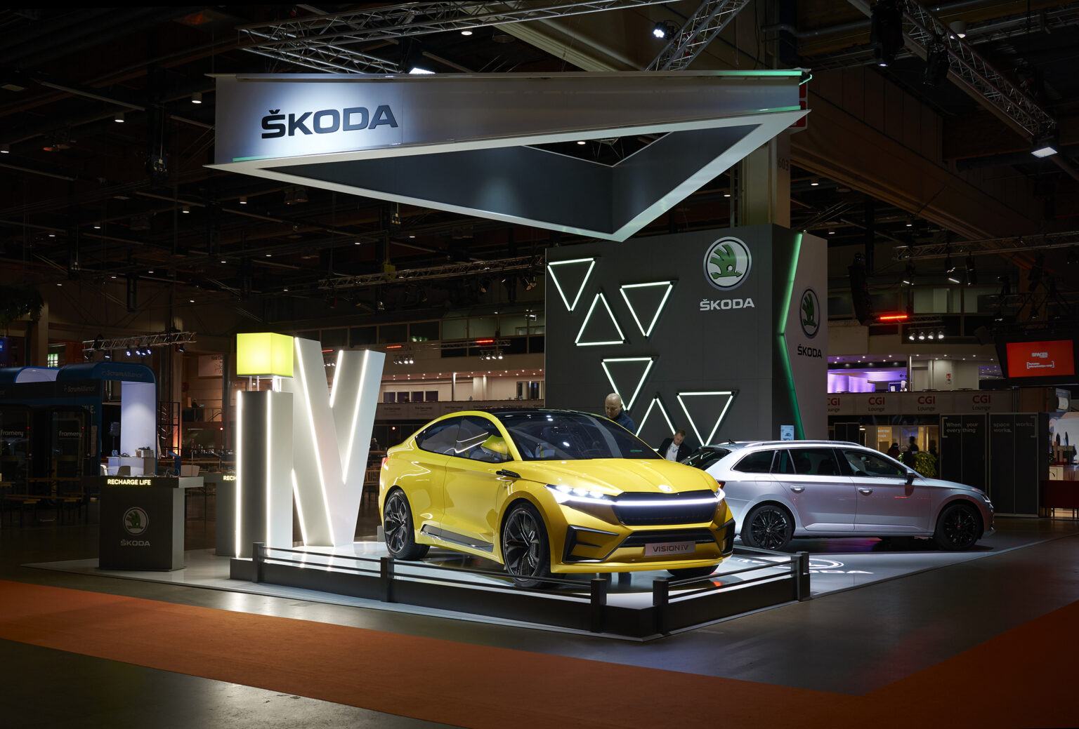 Messuosaston suunnittelu Nordic Business Forum Skodan uutuusautojen esittelyyn